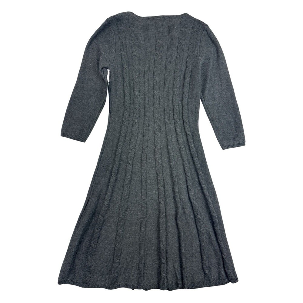 Black Label by Evan-Picone Cable Knit Sweater Dress Charcoal Gray Size L NWT - Picture 5 of 8
